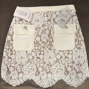 Self Portrait white lace mini skirt 00